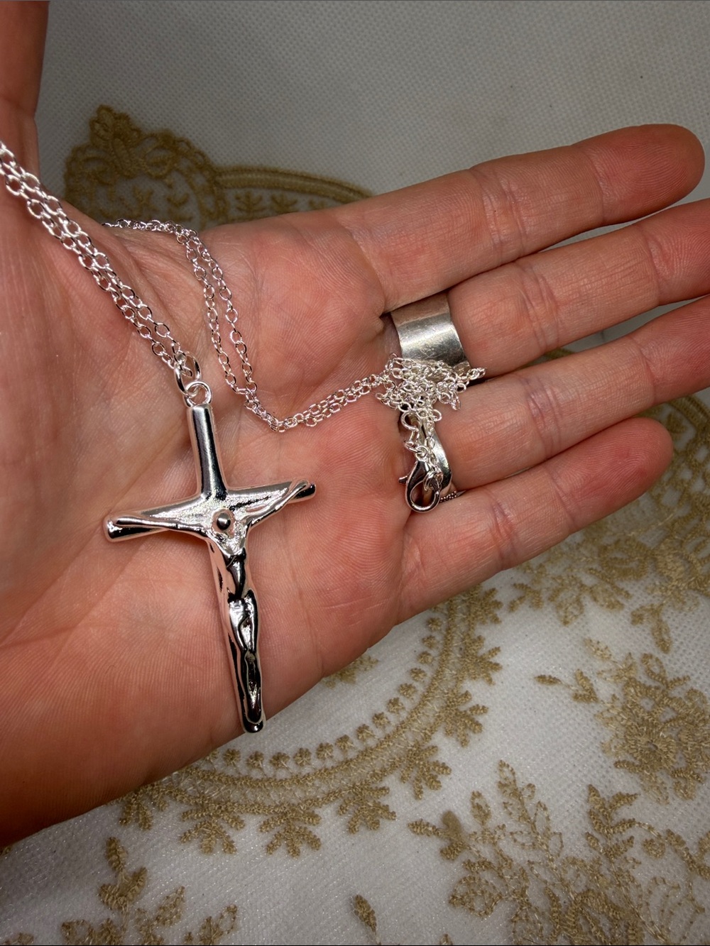 925 Sterling Silver 2.25” Crucifix Cross 22” Chain Necklace Unisex Meaningful
